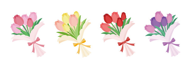 郁金香花束的颜色变化。图片下载