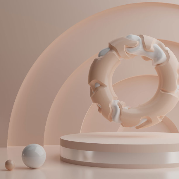 三维渲染模拟场景与讲台几何形状。优雅的背景与一个基座和一个展示。图片下载