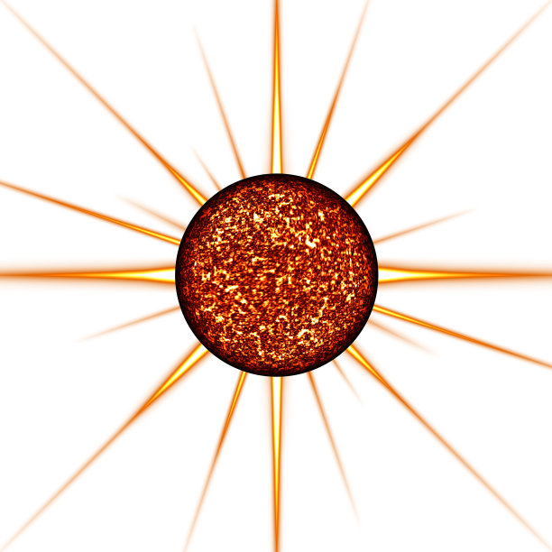计算机生成的白色背景上的太阳和射线的插图。图片下载