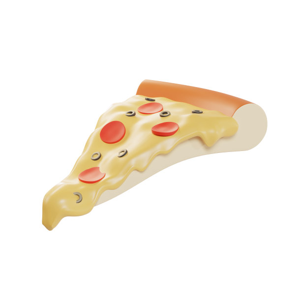 三维切片比萨饼孤立的图标与路径图片下载