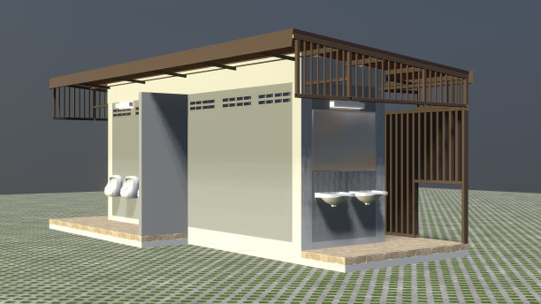 公共厕所的三维插图图片下载