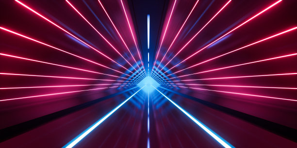 黑暗隧道与发光照明，3d渲染。图片下载