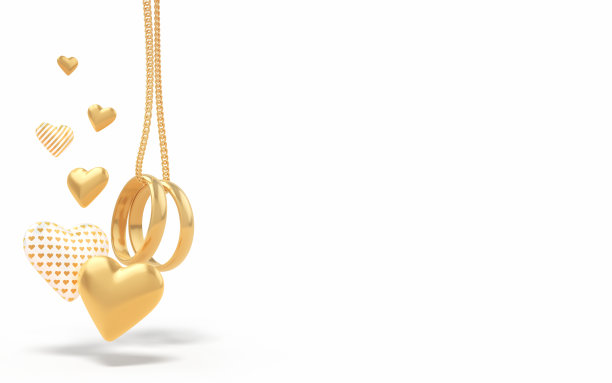 金婚戒附链和心形饰品图片下载
