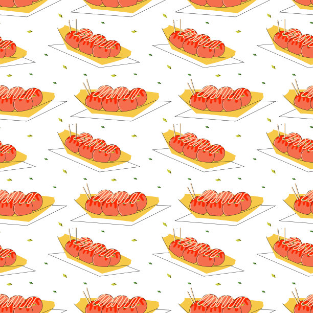 明亮的亚洲食物矢量插图。图片下载