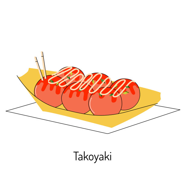 明亮的亚洲食物矢量插图。图片下载