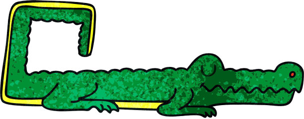 手绘古怪的卡通鳄鱼图片下载