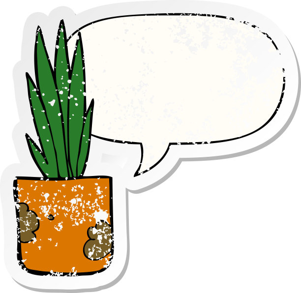 卡通屋植物用语音泡泡心疼心疼旧贴纸图片下载