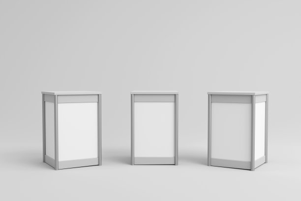 逼真的空白现代简单机架或计数器多个摄像机角度，3d渲染图片下载