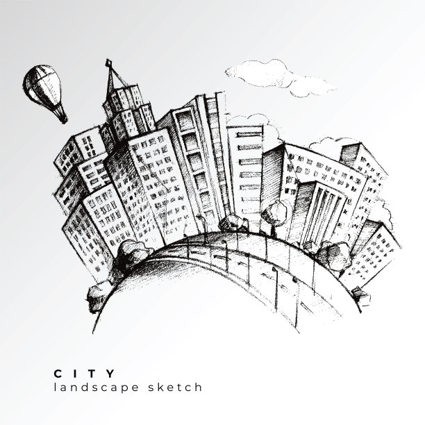 城市景观手绘图片下载