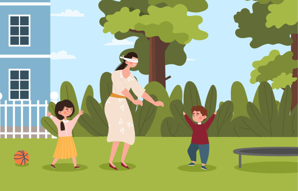 和妈妈玩蒙眼游戏图片下载