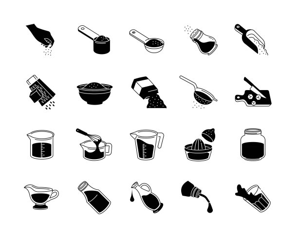 烹饪方法黑色图标设置图片下载
