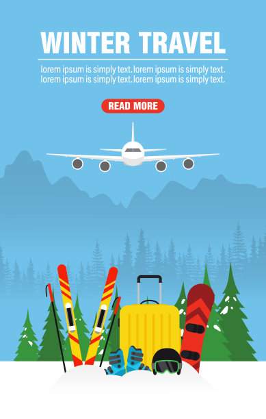 寒假旅游网站横幅概念设计扁平化图片下载