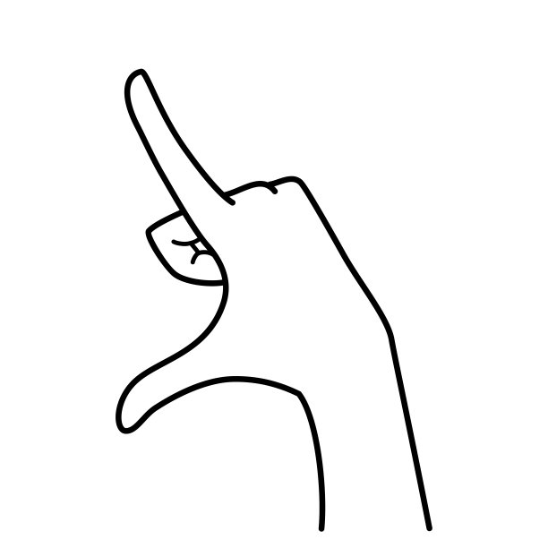 手势，捏出，指示，指向，单色线条插图图片下载