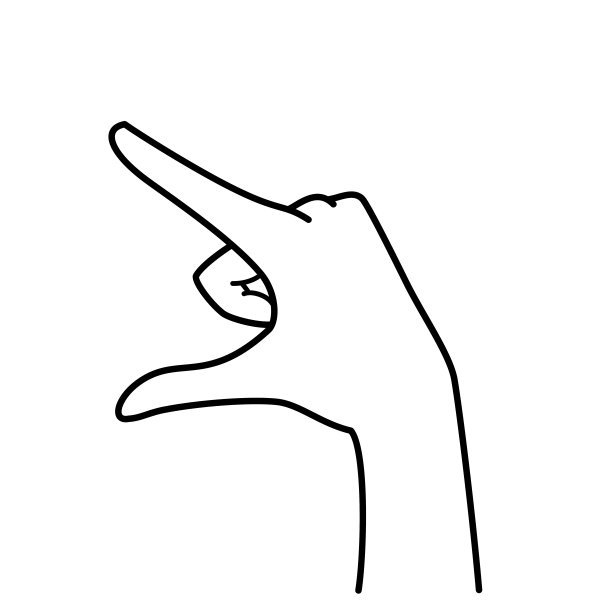 手势，捏出，指示，指向，单色线条插图图片下载
