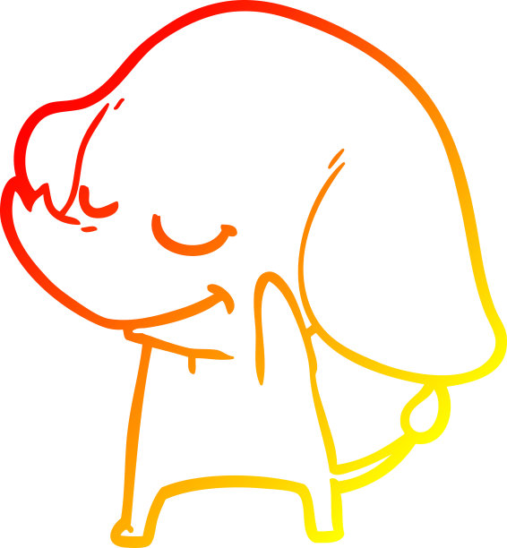 温暖的梯度线绘制卡通微笑大象图片下载
