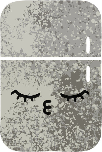 复古插画风格的卡通冰箱冷冻室图片下载