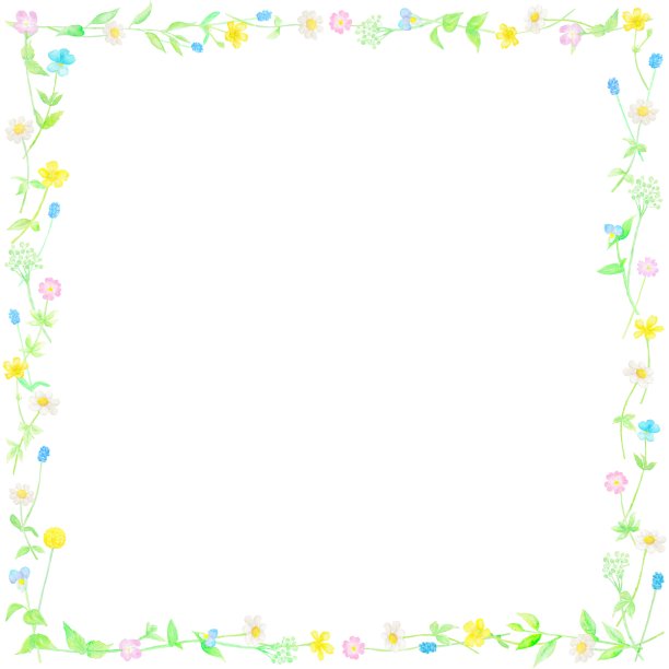 漂亮的方形框架编织着春天的野花。图片下载