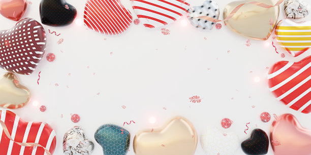 情人节彩色心脏背景与标签3d插图柔和的色调图片下载