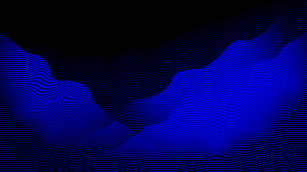 海军蓝抽象波浪图案条纹黑色未来山霓虹灯深蓝色黑色故障技术背景云纹噪声纹理复制空间扭曲数字生成图像图片下载