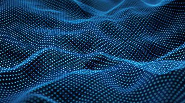 抽象数据流可视化。三维流动表面的通用二进制代码。数字生成的三维抽象渲染图片下载