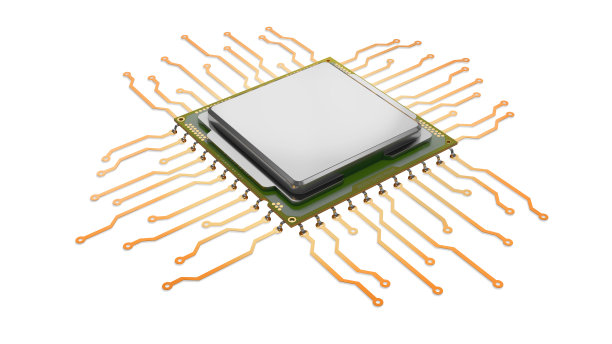 CPU中央处理器单元隔离。中央计算机处理器的概念。三维渲染，概念图像。图片下载