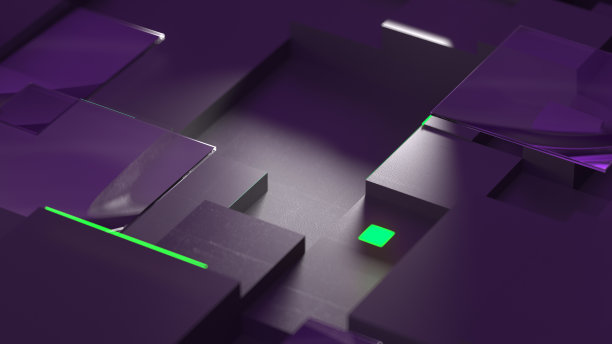 创意3d方块紫色薄荷背景4k图片下载