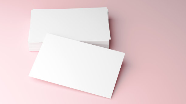 成堆的名片，顶视图为品牌展示，企业标识，广告，文具，平面设计模板。逼真的3D渲染。3 d演示。图片下载