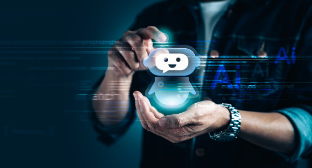 商人手握聊天机器人Ai，自动访问网上信息网络图片下载