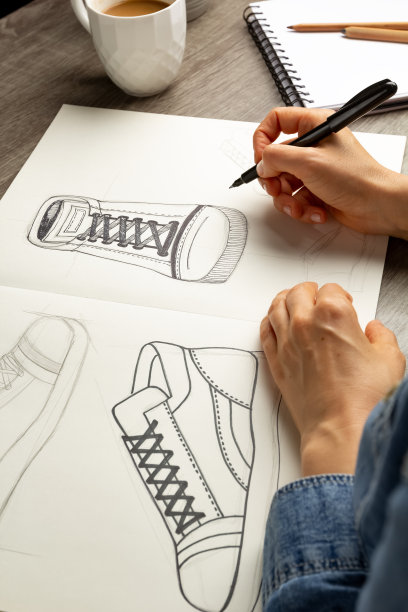 艺术家设计师在纸上画了一张鞋子的草图。图片下载