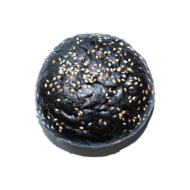 汉堡是黑色的。圆面包是黑色的。在白色的背景上。图片下载