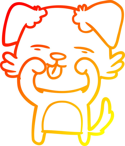 温暖的梯度线画的卡通狗揉眼睛图片下载