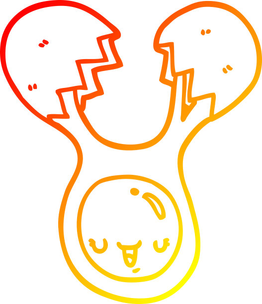 温暖的梯度线绘制卡通破裂的鸡蛋图片下载