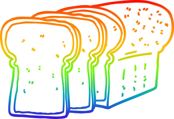 彩虹渐变线绘制的卡通切片面包图片下载