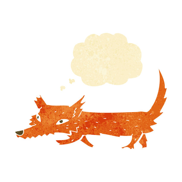 卡通小狐狸与思想泡泡图片下载