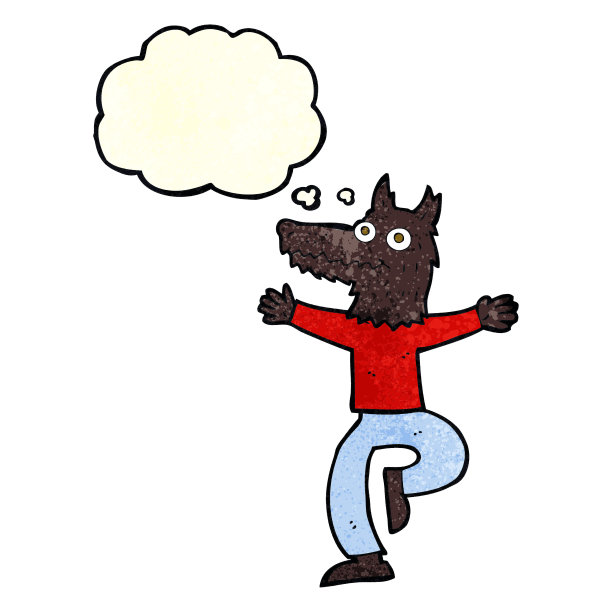 有思想泡泡的卡通狼人图片下载