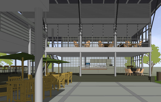 咖啡店的3D插图图片下载