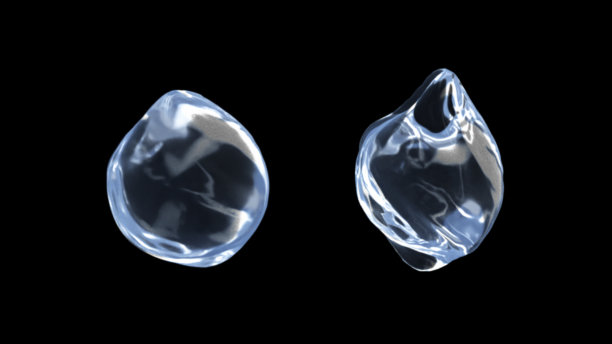 黑色背景上的水滴飞溅。3 d演示。图片下载