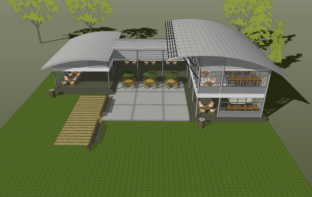 咖啡店的3D插图图片下载