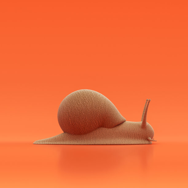 蜗牛娃娃，布制的填充动物玩具，单动物从侧面看，侧面，手工动物，3d渲染图片下载