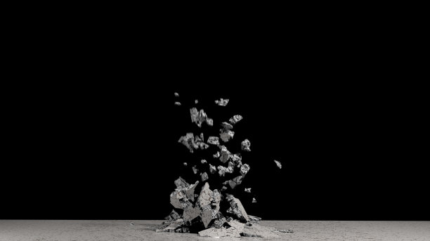 在绿色屏幕背景上的地面塌陷效果。三维插图设计。图片下载