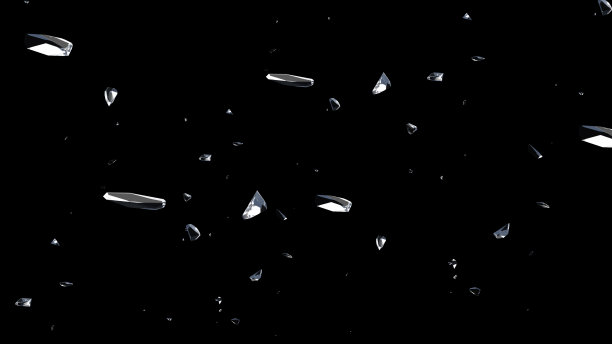 玻璃碎片破碎。3d渲染隔离设计图片下载