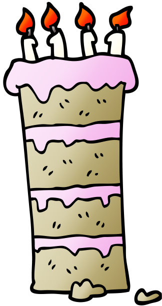 巨大的矢量梯度插图卡通生日蛋糕图片下载