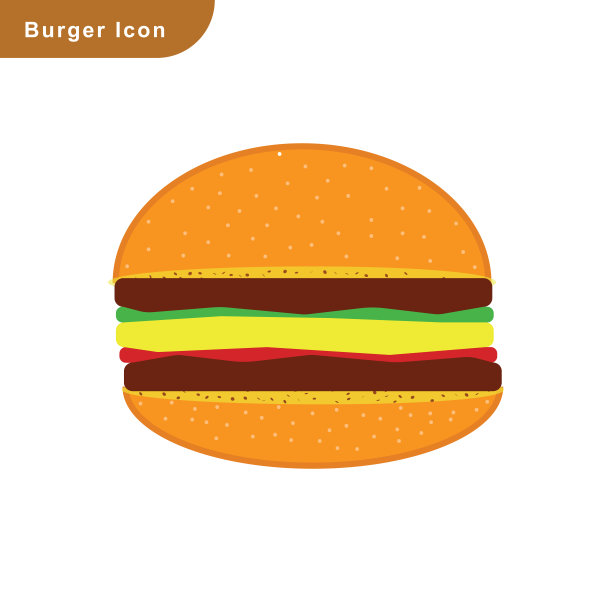 美味的汉堡平面标志图标贴纸矢量图片下载