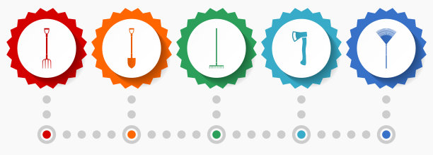 园艺工具矢量图标，农场平面设计网页徽章集合，业务信息图表模板图片下载