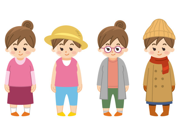 季节性的协调。年轻女子的衣服。四个季节。图片下载