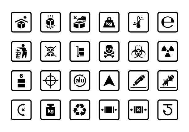 纸板包装图标集矢量插图图片下载