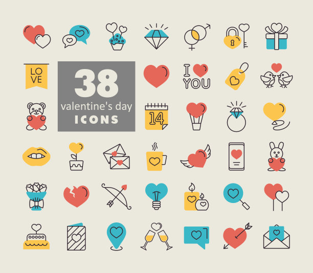 情人节集合矢量图标图片下载