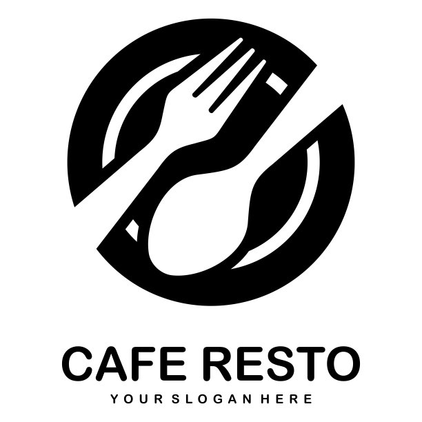 吃，餐厅简单的平面标志矢量插图图片下载