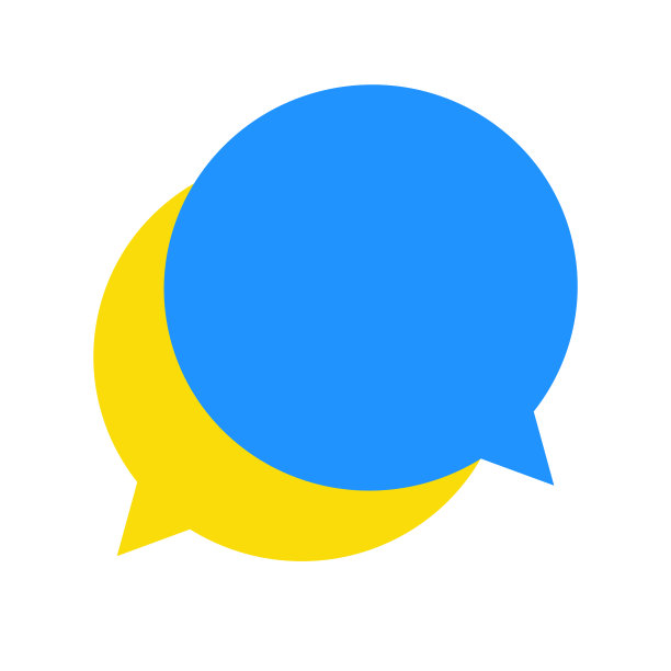 平面泡泡聊天图标插图蓝色和黄色。图片下载