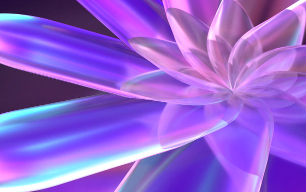 水晶玻璃制成的花的3D插图图片下载